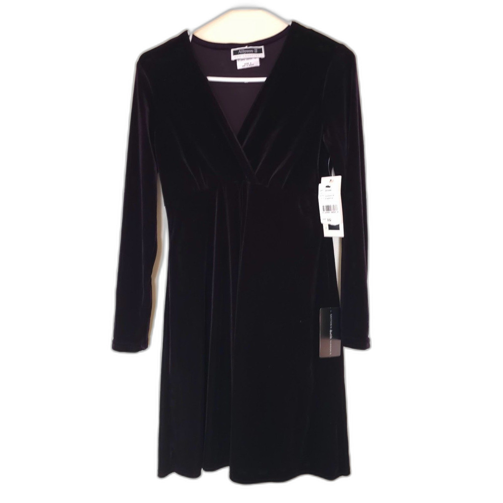 Vintage Allyson II San Francisco Velvet Dress 8 Black Long Sleeve Y2K Goth Hoco